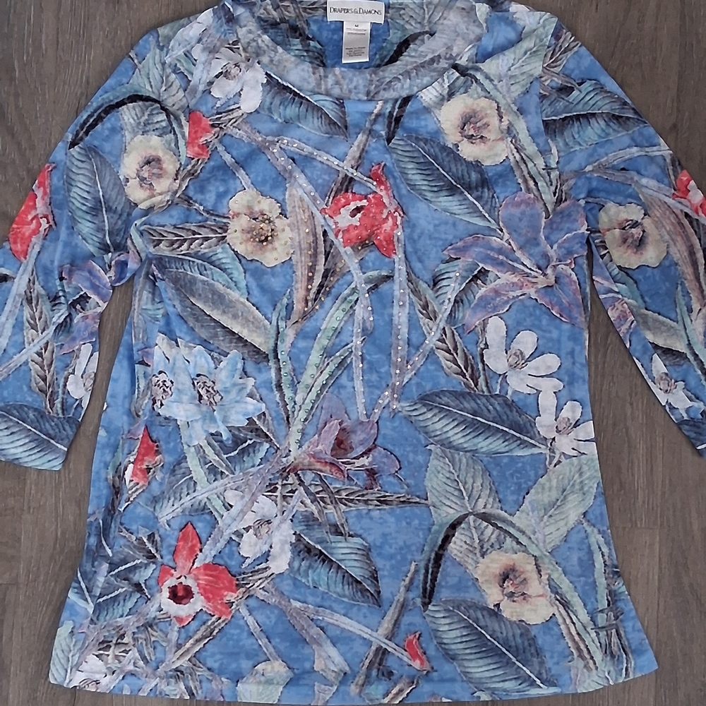Floral Blue Women's Blouse